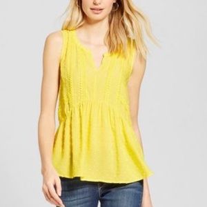 💗 Yellow Sleeveless Peplum Blouse